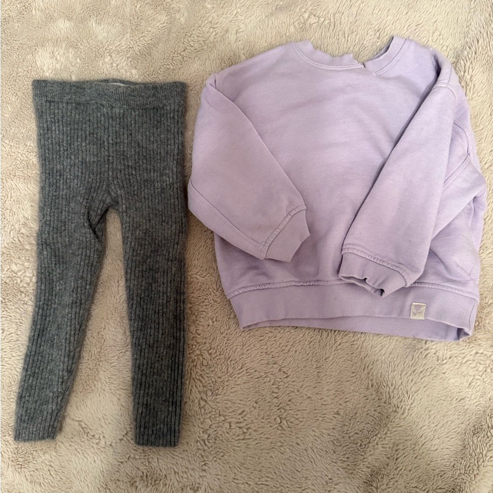 Zara Lavender Sweatshirt and grey leggings - Picture 1 of 6